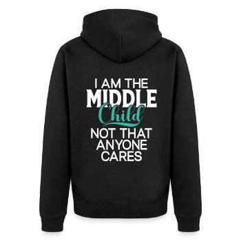 Middle Child Gifts - Unisex Premium Organic Zip Hoodie - black - Back - Nico (187cm)