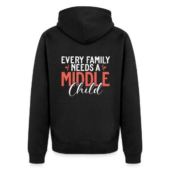 Middle Child Gifts - Unisex Premium Bio Zip Hoodie - Schwarz - Hinten - Nico (187cm)