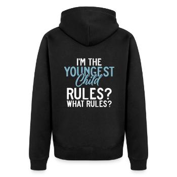 Youngest Child Gift - Unisex Premium Organic Zip Hoodie - black - Back - Nico (187cm)