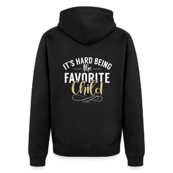 Youngest Child Gift - Unisex Premium Organic Zip Hoodie - black - Back - Nico (187cm)
