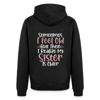 Youngest Child Gift - Unisex Premium Organic Zip Hoodie - black - Back - Nico (187cm)