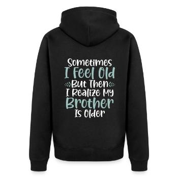 Youngest Child Gift - Unisex Premium Organic Zip Hoodie - black - Back - Nico (187cm)