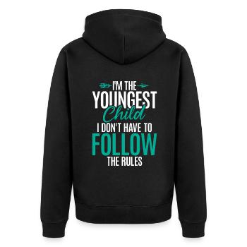 Youngest Child Gift - Unisex Premium Organic Zip Hoodie - black - Back - Nico (187cm)