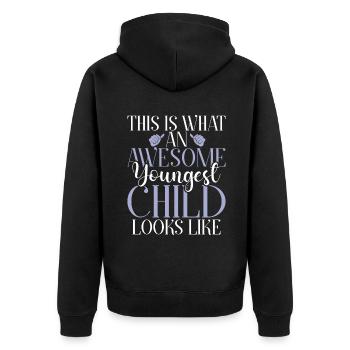 Youngest Child Gift - Unisex Premium Organic Zip Hoodie - black - Back - Nico (187cm)