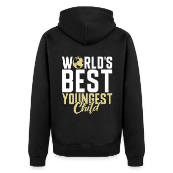 Youngest Child Gift - Unisex Premium Organic Zip Hoodie - black - Back - Nico (187cm)