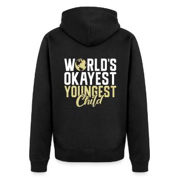 Youngest Child Gift - Unisex Premium Organic Zip Hoodie - black - Back - Nico (187cm)