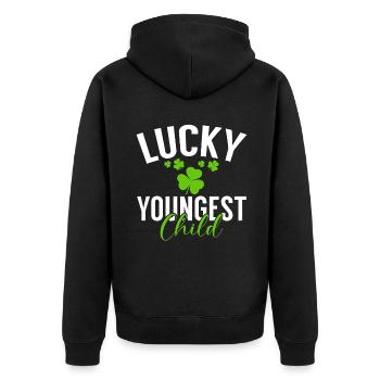 Youngest Child Gift - Unisex Premium Organic Zip Hoodie - black - Back - Nico (187cm)