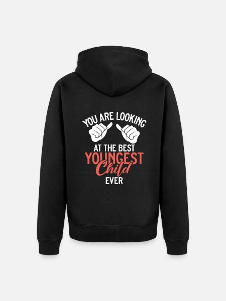 Youngest Child Gift - Unisex Premium Organic Zip Hoodie - black