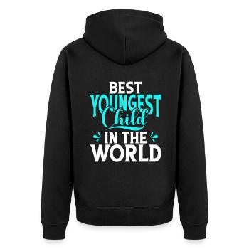 Youngest Child Gift - Unisex Premium Organic Zip Hoodie - black - Back - Nico (187cm)