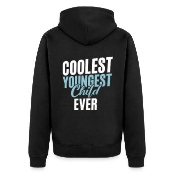 Youngest Child Gift - Unisex Premium Organic Zip Hoodie - black - Back - Nico (187cm)