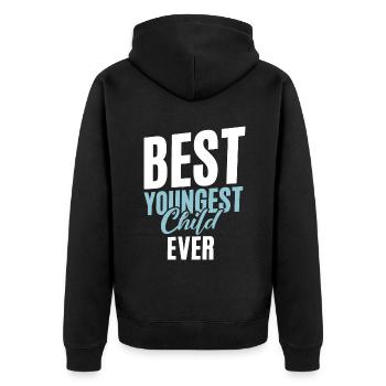 Youngest Child Gift - Unisex Premium Organic Zip Hoodie - black - Back - Nico (187cm)