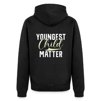 Youngest Child Gift - Unisex Premium Organic Zip Hoodie - black - Back - Nico (187cm)
