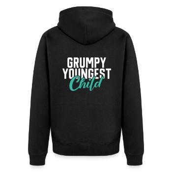 Youngest Child Gift - Unisex Premium Organic Zip Hoodie - black - Back - Nico (187cm)