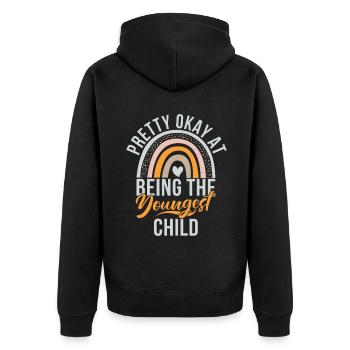 Youngest Child Gift - Unisex Premium Organic Zip Hoodie - black - Back - Nico (187cm)