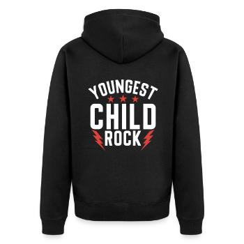 Youngest Child Gift - Unisex Premium Organic Zip Hoodie - black - Back - Nico (187cm)