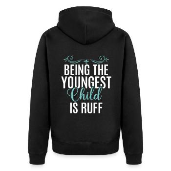 Youngest Child Gift - Unisex Premium Organic Zip Hoodie - black - Back - Nico (187cm)