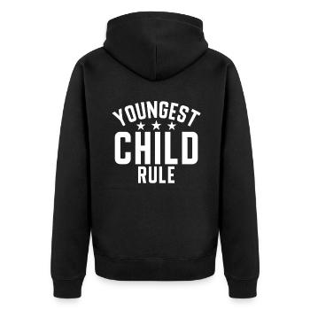 Youngest Child Gift - Unisex Premium Organic Zip Hoodie - black - Back - Nico (187cm)