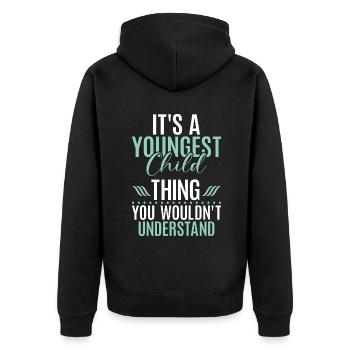 Youngest Child Gift - Unisex Premium Organic Zip Hoodie - black - Back - Nico (187cm)