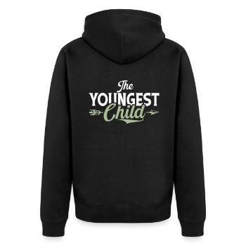 Youngest Child Gift - Unisex Premium Organic Zip Hoodie - black - Back - Nico (187cm)