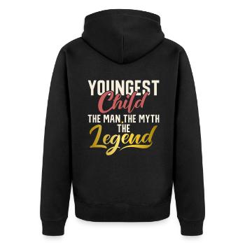 Youngest Child Gift - Unisex Premium Organic Zip Hoodie - black - Back - Nico (187cm)