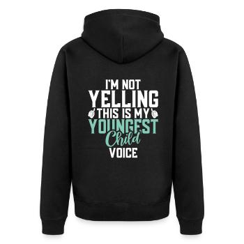 Youngest Child Gift - Unisex Premium Organic Zip Hoodie - black - Back - Nico (187cm)
