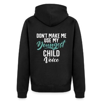 Youngest Child Gift - Unisex Premium Organic Zip Hoodie - black - Back - Nico (187cm)