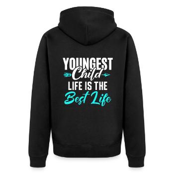 Youngest Child Gift - Unisex Premium Organic Zip Hoodie - black - Back - Nico (187cm)