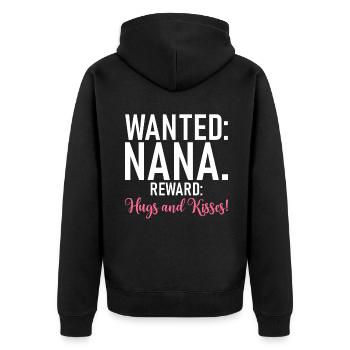 Nana Gifts - Unisex Premium Bio Zip Hoodie - Schwarz - Hinten - Nico (187cm)