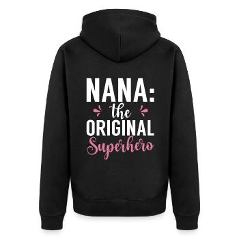 Nana Gifts - Unisex Premium Organic Zip Hoodie - black - Back - Nico (187cm)