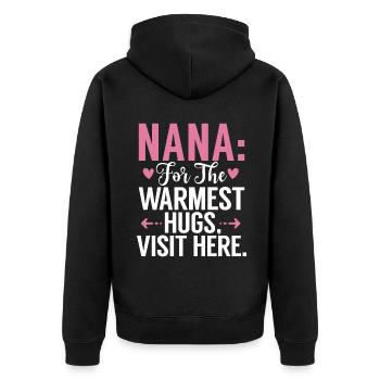 Nana Gifts - Unisex Premium Bio Zip Hoodie - Schwarz - Hinten - Nico (187cm)