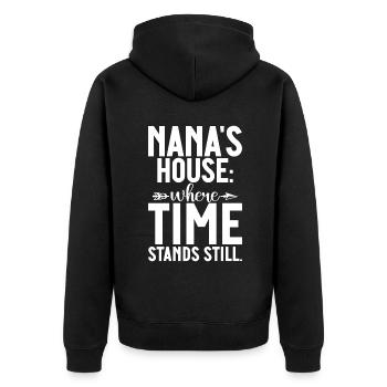 Nana Gifts - Unisex Premium Bio Zip Hoodie - Schwarz - Hinten - Nico (187cm)