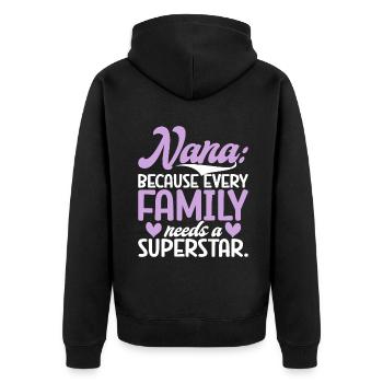 Nana Gifts - Unisex Premium Bio Zip Hoodie - Schwarz - Hinten - Nico (187cm)