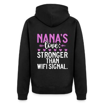 Nana Gifts - Unisex Premium Bio Zip Hoodie - Schwarz - Hinten - Nico (187cm)