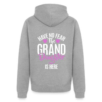 Cadeaux pour les petites-filles - Veste à capuche bio Premium Unisexe - gris chiné - Dos - Nico (187cm)