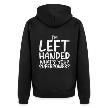 Left Handers Gifts - Unisex Premium Bio Zip Hoodie - Schwarz - Hinten - Nico (187cm)