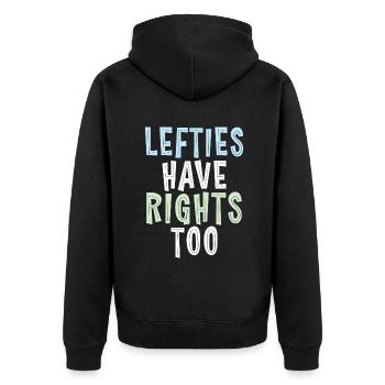 Left Handers Gifts - Unisex Premium Bio Zip Hoodie - Schwarz - Hinten - Nico (187cm)