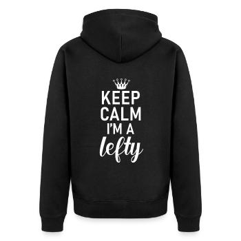 Left Handers Gifts - Unisex Premium Bio Zip Hoodie - Schwarz - Hinten - Nico (187cm)