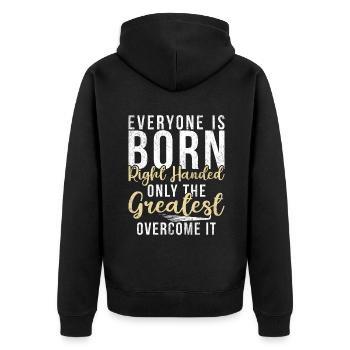 Left Handers Gifts - Unisex Premium Bio Zip Hoodie - Schwarz - Hinten - Nico (187cm)