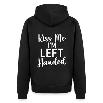 Left Handers Gifts - Unisex Premium Bio Zip Hoodie - Schwarz - Hinten - Nico (187cm)