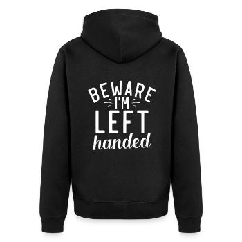 Left Handers Gifts - Unisex Premium Bio Zip Hoodie - Schwarz - Hinten - Nico (187cm)