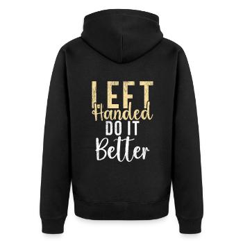 Left Handers Gifts - Unisex Premium Bio Zip Hoodie - Schwarz - Hinten - Nico (187cm)