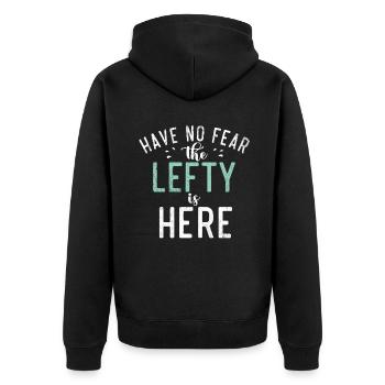 Left Handers Gifts - Unisex Premium Bio Zip Hoodie - Schwarz - Hinten - Nico (187cm)