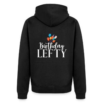 Left Handers Gifts - Unisex Premium Bio Zip Hoodie - Schwarz - Hinten - Nico (187cm)