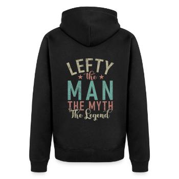 Left Handers Gifts - Unisex Premium Bio Zip Hoodie - Schwarz - Hinten - Nico (187cm)