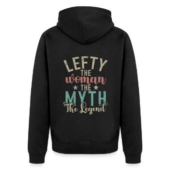 Left Handers Gifts - Unisex Premium Bio Zip Hoodie - Schwarz - Hinten - Nico (187cm)