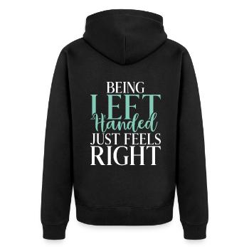 Left Handers Gifts - Unisex Premium Bio Zip Hoodie - Schwarz - Hinten - Nico (187cm)