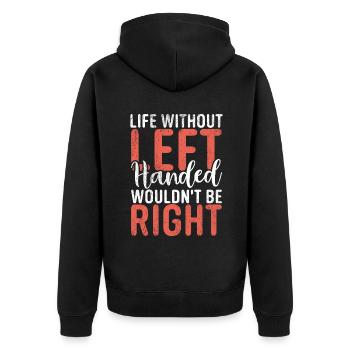 Left Handers Gifts - Unisex Premium Bio Zip Hoodie - Schwarz - Hinten - Nico (187cm)
