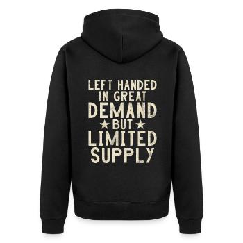 Left Handers Gifts - Unisex Premium Bio Zip Hoodie - Schwarz - Hinten - Nico (187cm)