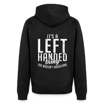 Left Handers Gifts - Unisex Premium Bio Zip Hoodie - Schwarz - Hinten - Nico (187cm)