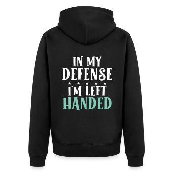 Left Handers Gifts - Unisex Premium Bio Zip Hoodie - Schwarz - Hinten - Nico (187cm)